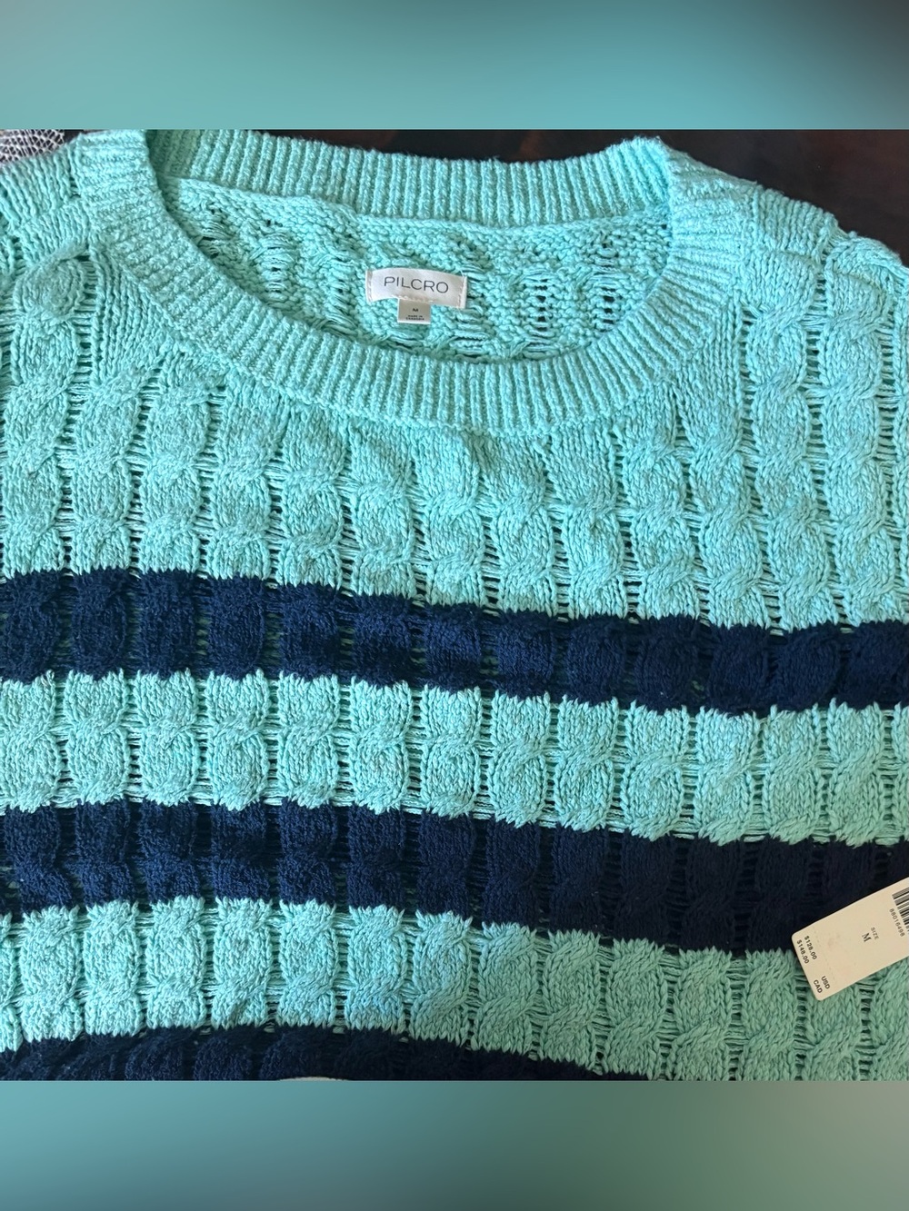 NWT Anthropologie Pilcro Cable Knit Striped Longline Med. Sweater- $128 RETAIL! - Picture 3 of 5
